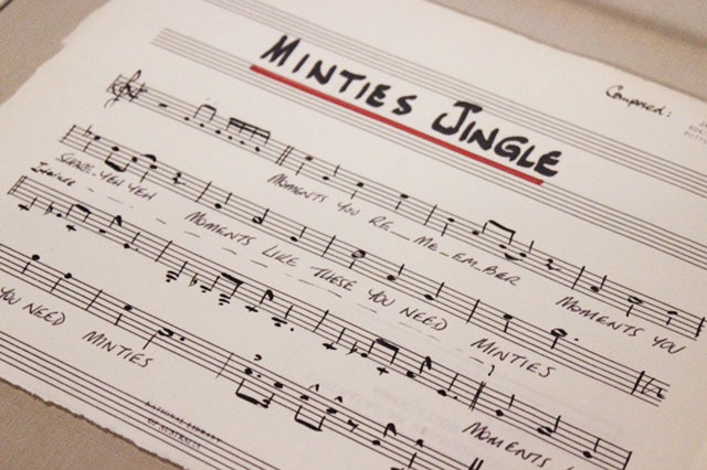Minties jingle on show at the National Library.