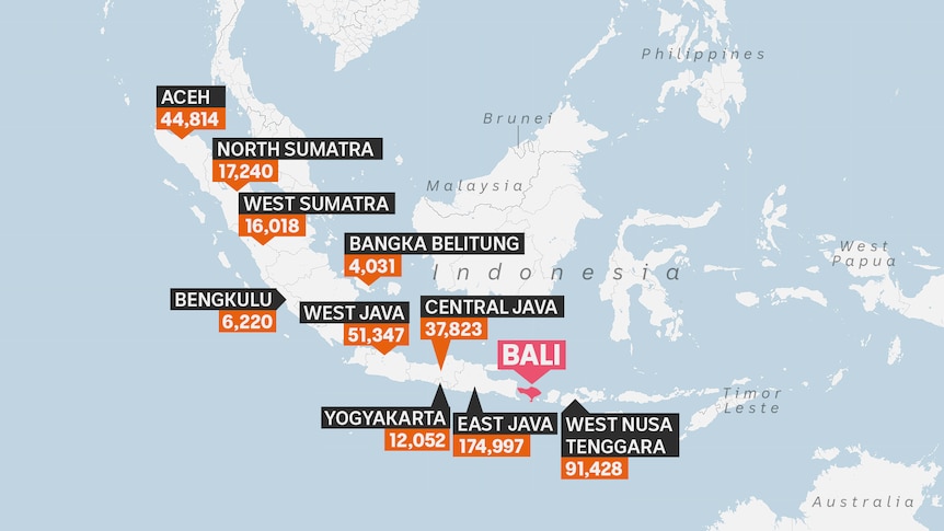 Map of FMD cases in Indonesia