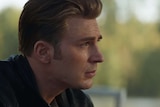 Chris Evans's Steve Rogers looks sadly into the distance in the Avengers: Endgame trailer.