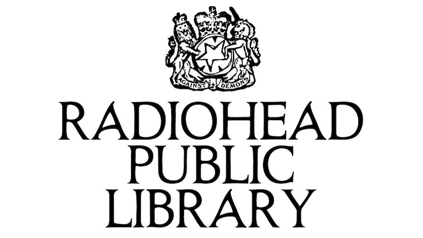 A coat of arms featuring the words 'Against Demons' sits above the words Radiohead Public Library