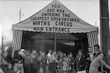 Eager kids at Wirth's Circus bigtop