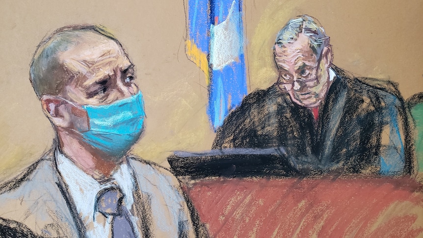 A courtroom sketch of Derek Chauvin