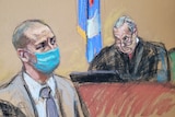 A courtroom sketch of Derek Chauvin