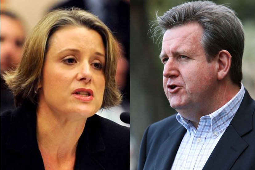 Composite: NSW Premier Kristina Keneally and Opposition Leader Barry O'Farrell. (AAP: Paul Miller/Jenny Evans)