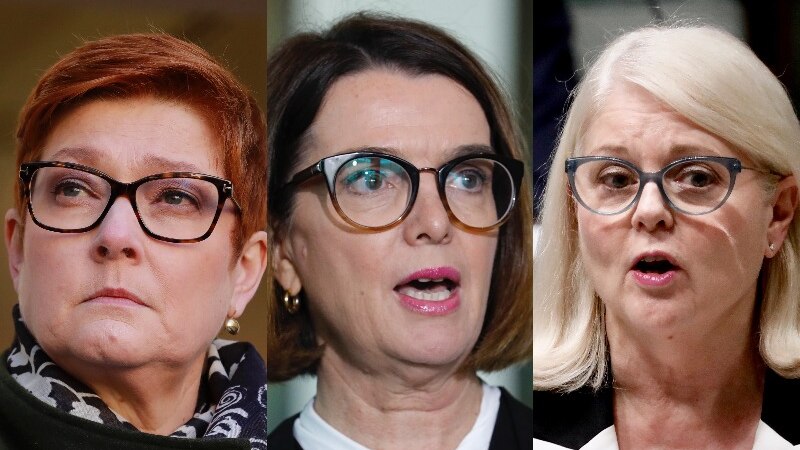 A composite image of three female politicians, all wearing glasses