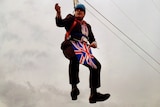 Boris Johnson gets caught on a zip line
