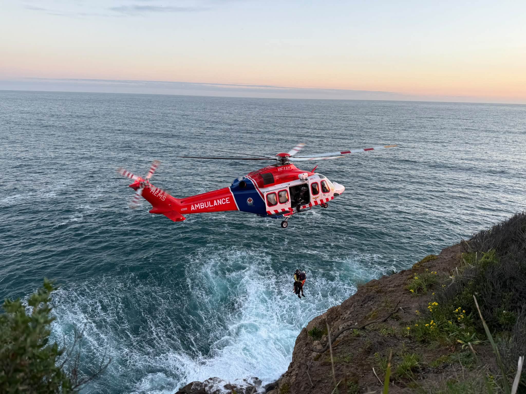 Five-hour ordeal to rescue man trapped in 30-metre rock crevice