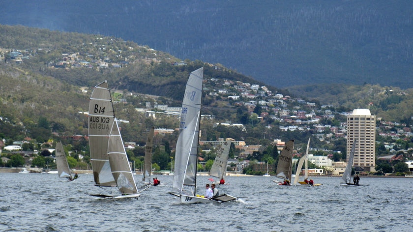 Yachts on the River Derwent in Hobart.