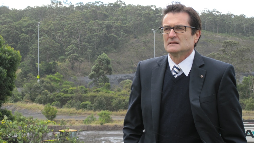 Climate Change Minister and Member for Charlton Greg Combet at Fassifern's Newstan mine yesterday.
