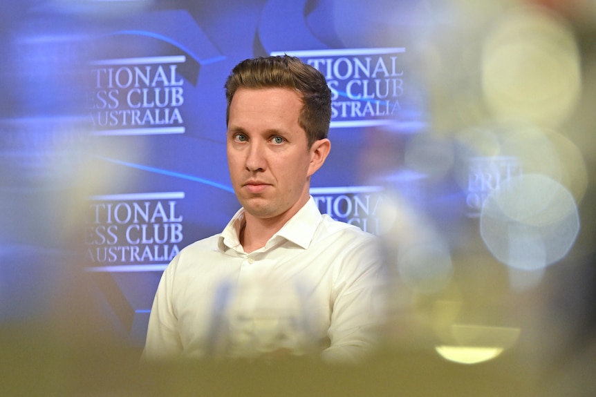 Greens member for Griffith Max Chandler-Mather at the National Press Club