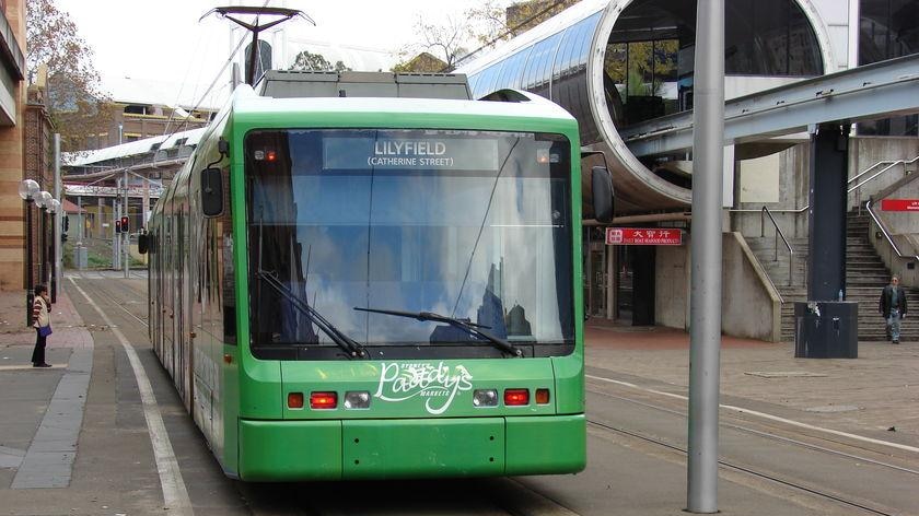 Sydney Light Rail car at Market City