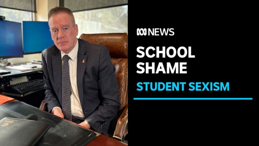 School Shame, Student Sexism: A man in a suit and tie in an office sits on a leather chair looking at the camera.
