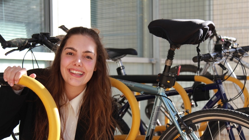 Sophie Fisher pictured beside bike rack