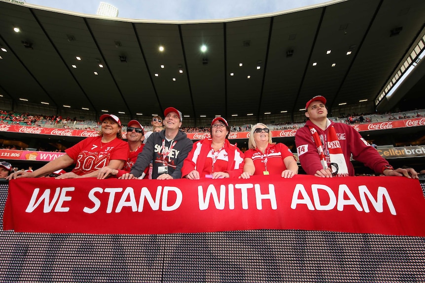Swans fans show their support for Adam Goodes