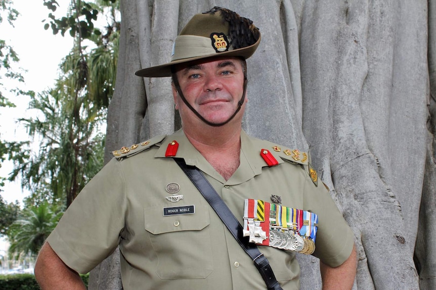 Outgoing commander of 3rd Brigade, Major General Roger Noble in Townsville's Anzac Park