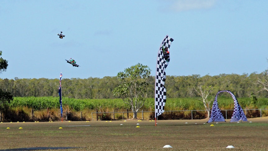 Drone racers take off on an obstacle course