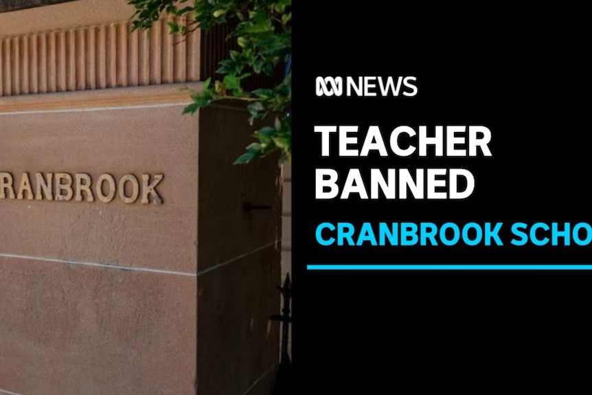 Teacher Banned, Cranbrook School: A sandstone pillar with the words Cranbrook on it.