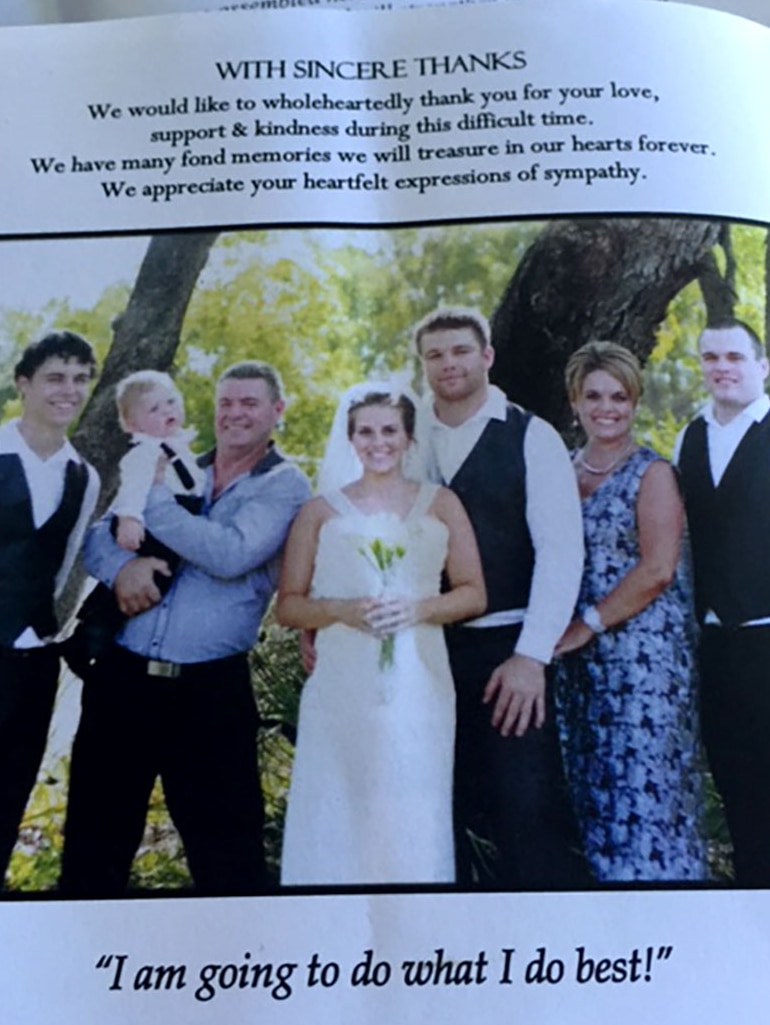 The Ackermans' wedding day image on the back of today's order of service
