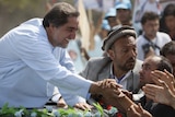 Abdullah Abdullah is mobbed by supporters in in Balkh province