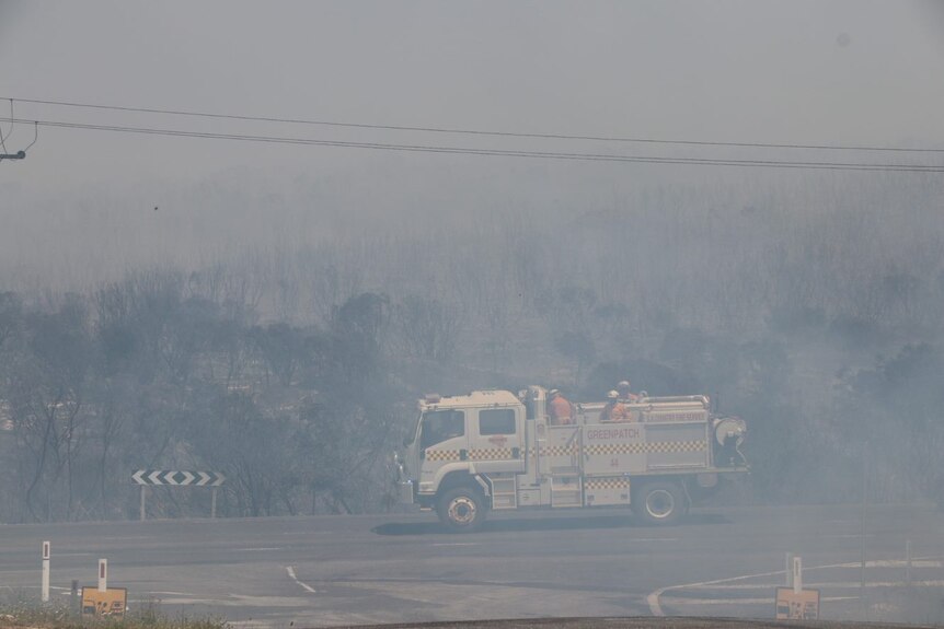 Country Fire Service firefighters respond to a bushfire near Port Lincoln.