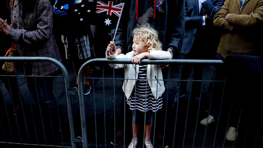 Crowds at ANZAC Day march in George Street, 2013