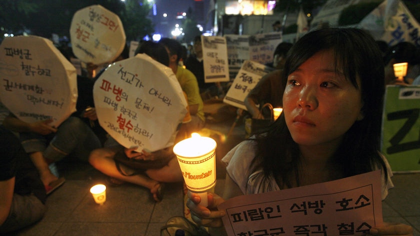 South Koreans take part in a candlelight vigil demanding the safe return of the hostages [File photo].