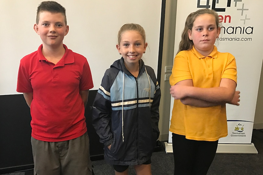 Tasmanian kids who helped to voice 'Little J and Big Cuz' animated series.