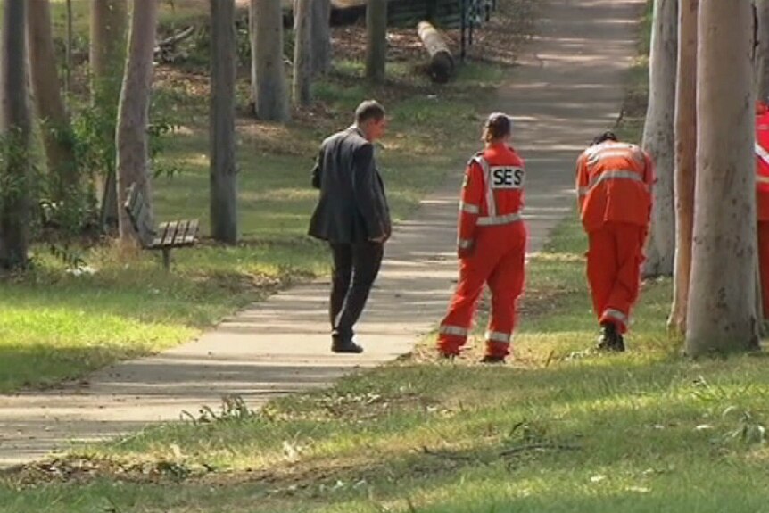Police in Parramatta Park after the stabbing of Prabha Arun Kumar