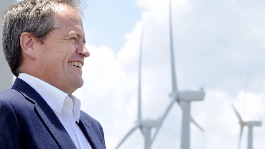 Bill Shorten at wind farm