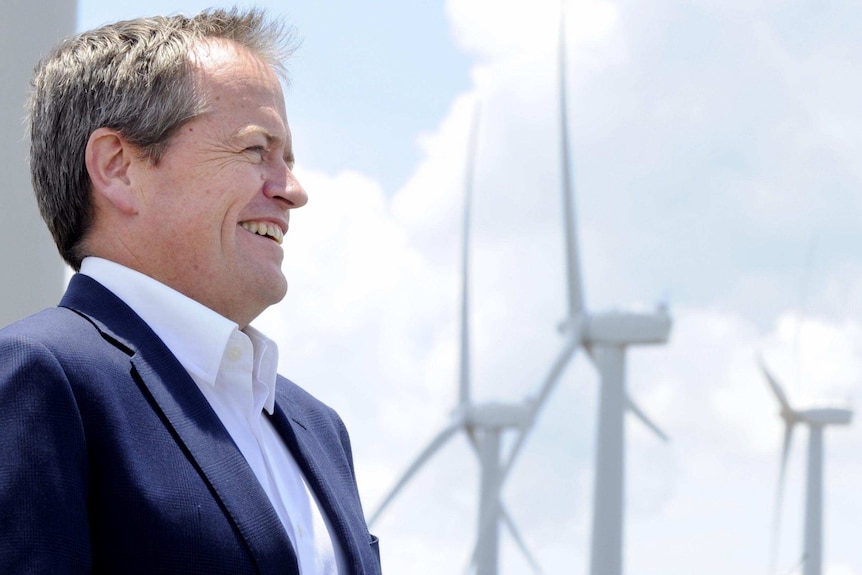 Bill Shorten at wind farm