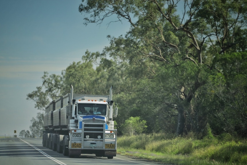 A large truck on a highway.