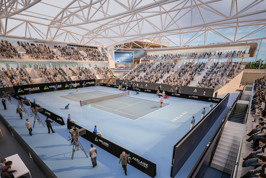 An artist's impression of plans for the Memorial Drive tennis stadium