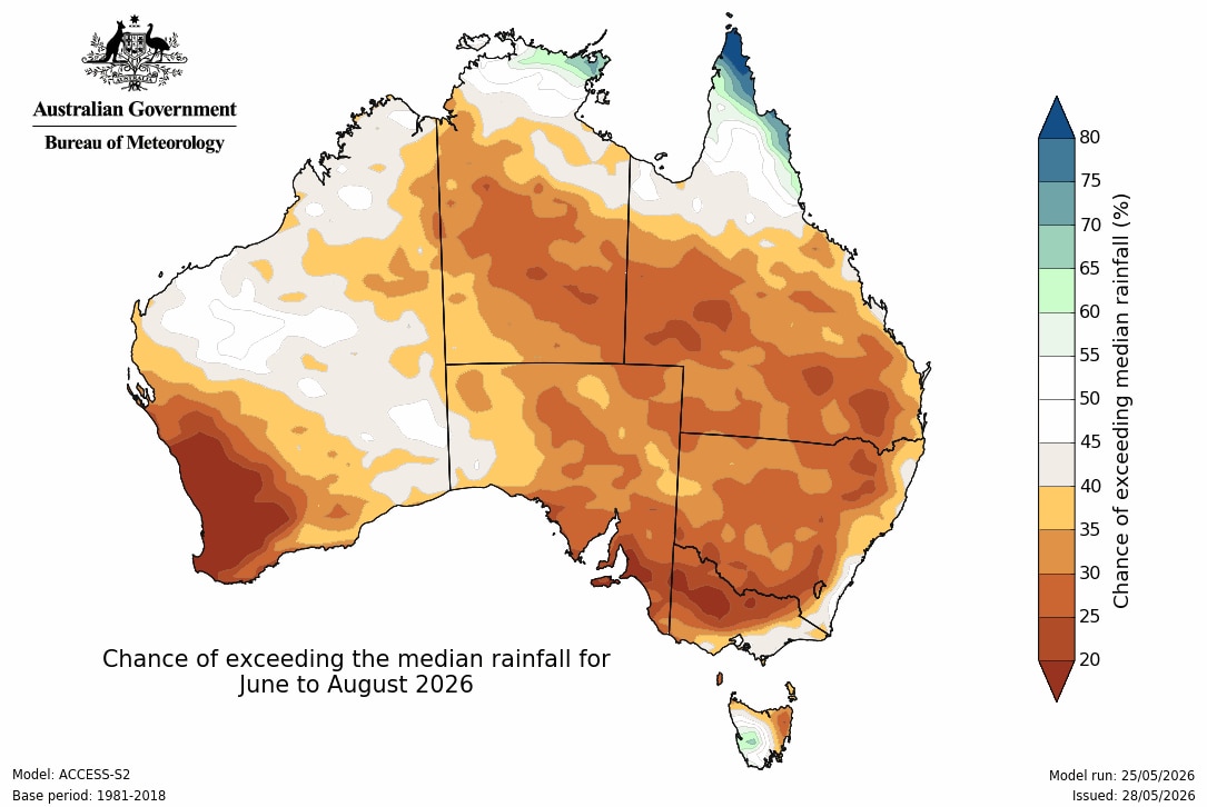 a weather map of australia shows
