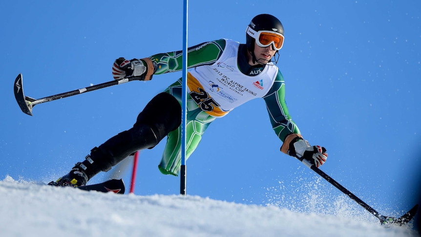 Australia's Cameron Rahles-Rahbula during the IPC Alpine Skiing World Cup at Thredbo in 2013.