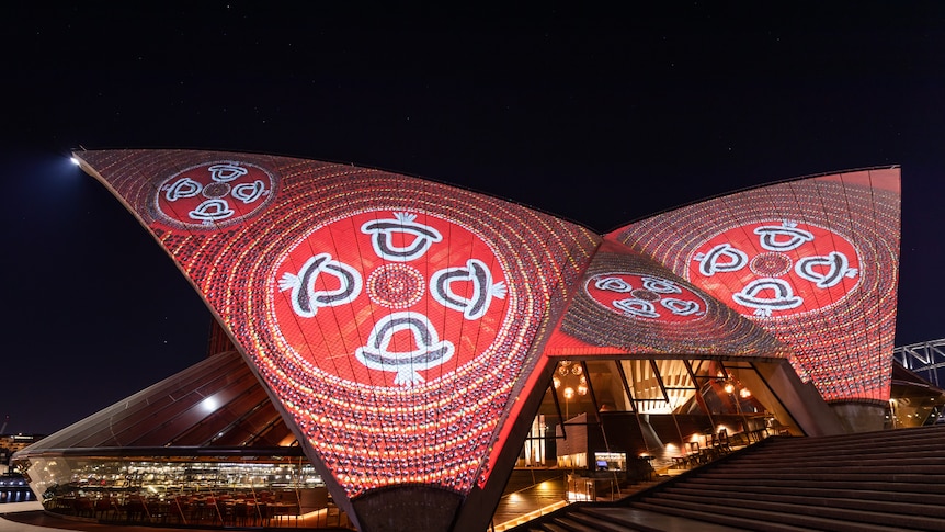 Patricia Ansell Dodds' work projected on the Sydney Opera House for Badu Gili.