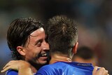 Azzurri dominant ... Antonio Cassano (C) celebrates with team-mates after scoring Italy's second.