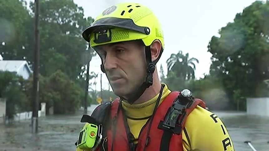 A firefighter involved in flood rescues in Townsville