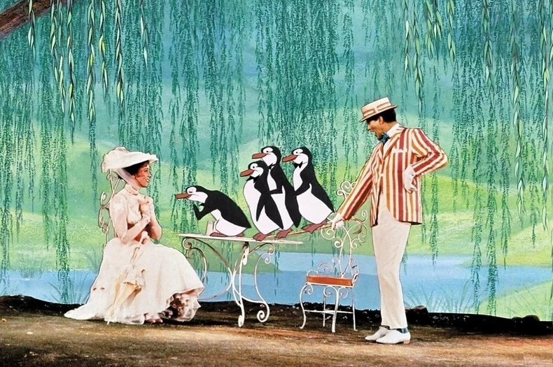 The famous animated sequence dancing with penguins.