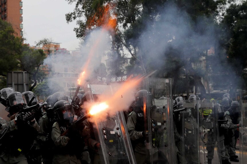 Police fire tear gas at protesters