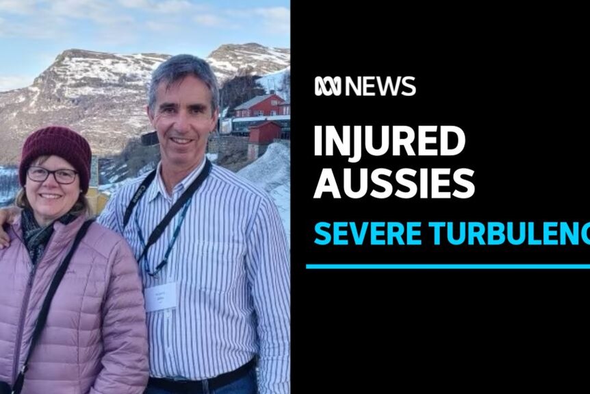 Injured Aussies, Severe Turbulence: A photo of a couple in a snowy setting.