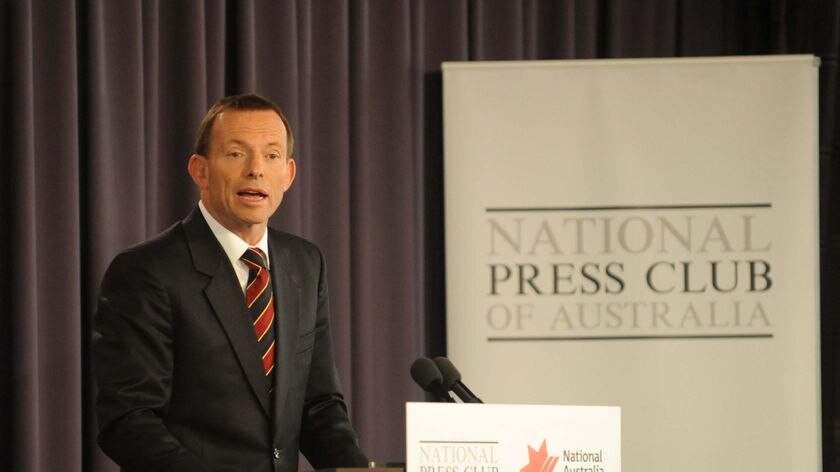 Tony Abbott speaks at the National Press Club in Canberra
