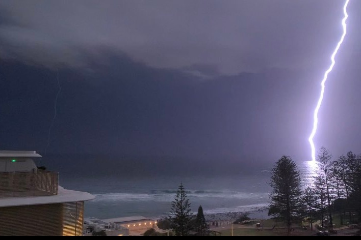 A major lightning strike on the ocean