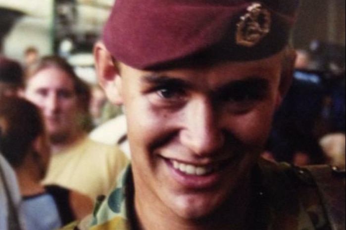 Michael Bush wears his army uniform