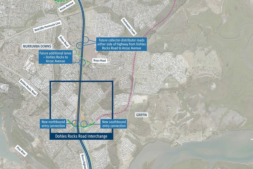 A map of proposed upgrades to the Bruce Highway