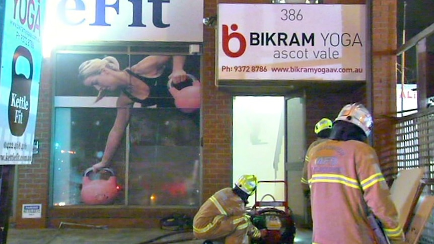 Firefighters at hot yoga business in Melbourne