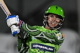 Sydney Thunder's Smriti Mandhana plays a pull shot against the Melbourne Renegades in the WBBL.