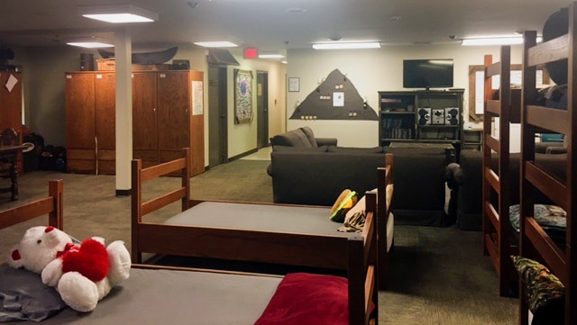 Bunk beds and a couch inside a Missouri youth detention centre