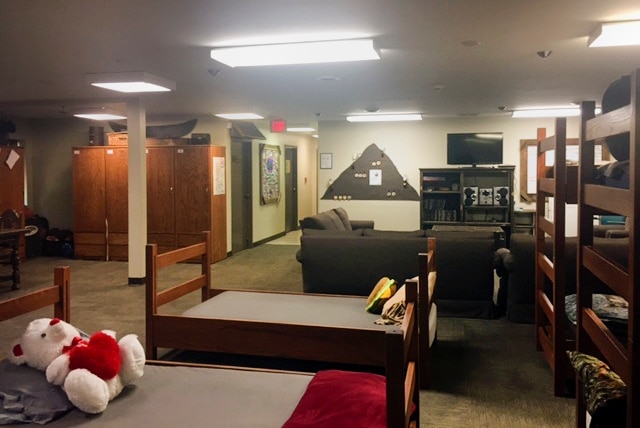 Bunk beds and a couch inside a Missouri youth detention centre