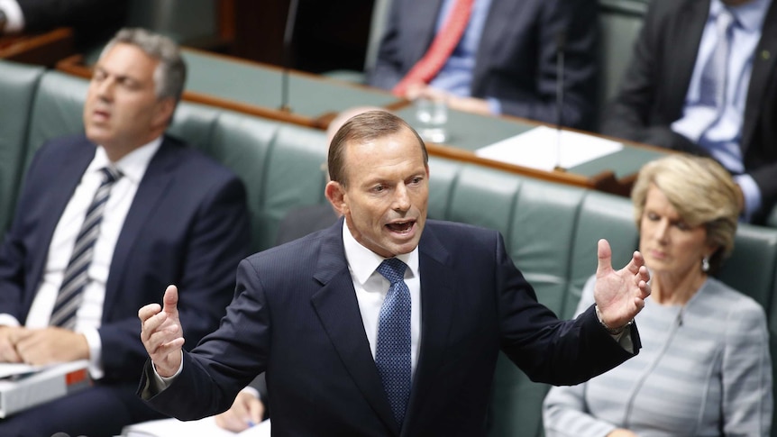 Tony Abbott speaks during Question Time in the House of Representatives at Parliament House.