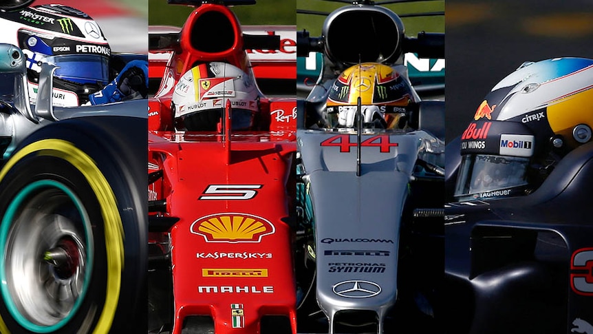 Composite of Valtteri Bottas, Sebastian Vettel, Lewis Hamilton and Daniel Ricciardo